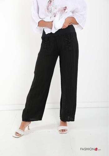  Linen Trousers with pockets Black