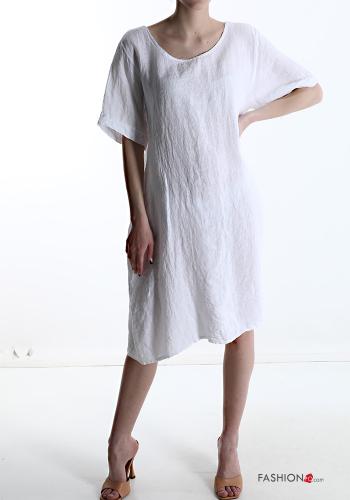  Kleid aus Leinen  Weiß