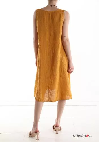  Linen Sleeveless Dress with necklace