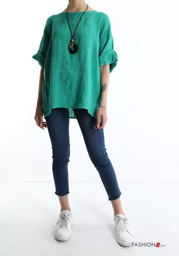  Linen Blouse with necklace