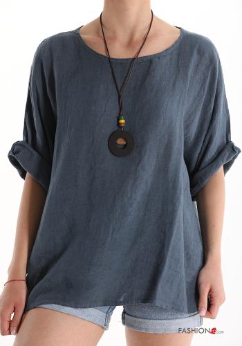  Linen Blouse with necklace Grey 60%
