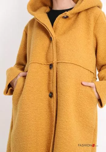  Mantel mit Knöpfen mit Kapuze mit Taschen