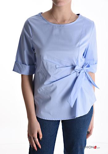  short sleeve Cotton Blouse with bow