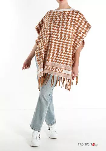  Houndstooth Poncho with fringes