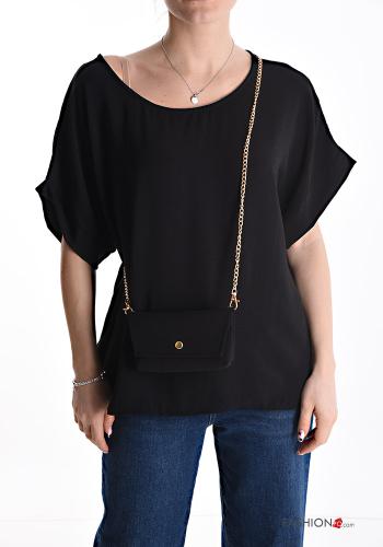  short sleeve Blouse with bag Black