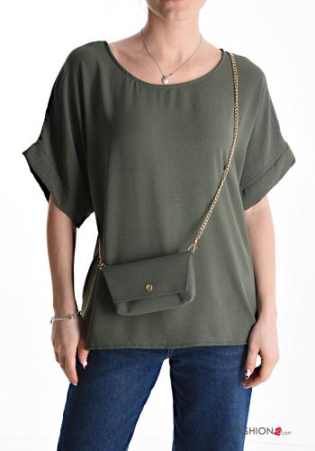  short sleeve Blouse with bag Military green