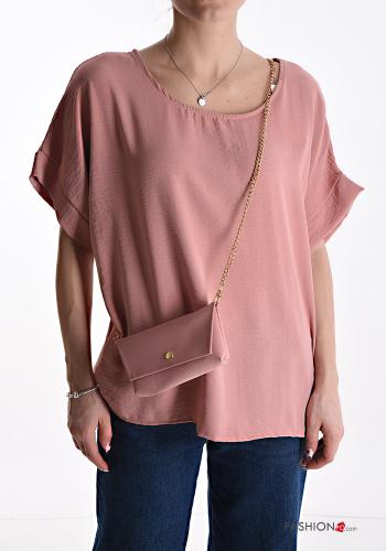  short sleeve Blouse with bag Pink