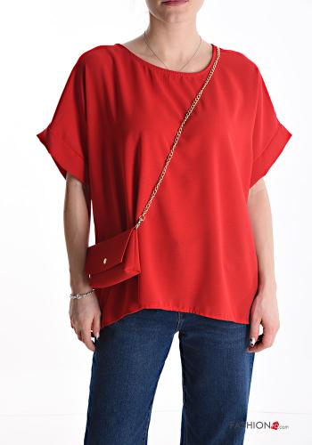  short sleeve Blouse with bag Red