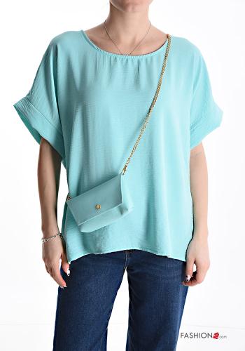  short sleeve Blouse with bag Cyan