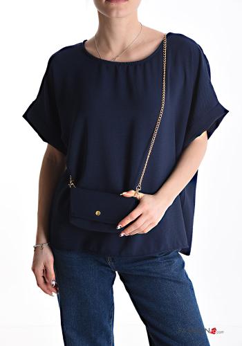  short sleeve Blouse with bag Prussian blue