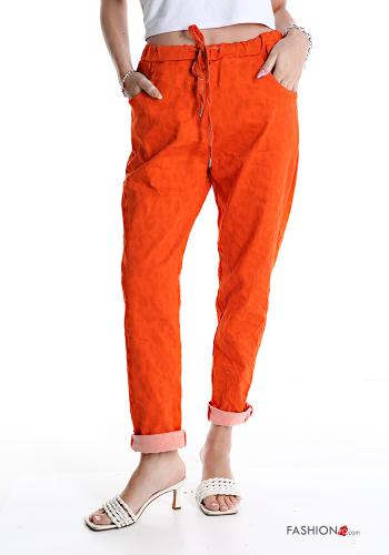  Pantalone in Cotone con tasche con fiocco 