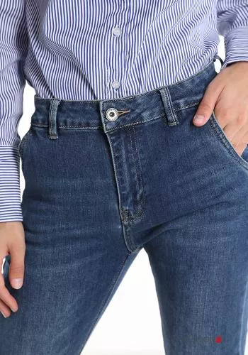  Jeans in Cotone denim con tasche con bottoni con zip 