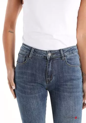  Jeans in Cotone a zampa con tasche 