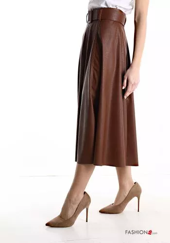  faux leather full Skirt with belt