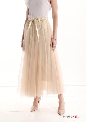 tulle Skirt with bow with lining Beige