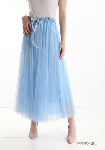 tulle Skirt with bow with lining Light -blue