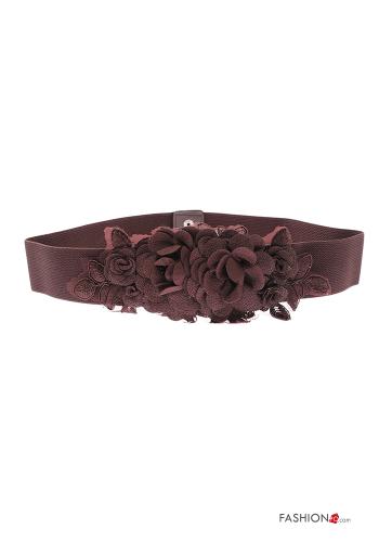  Cinturón Estampado Floral  Marron oscuro