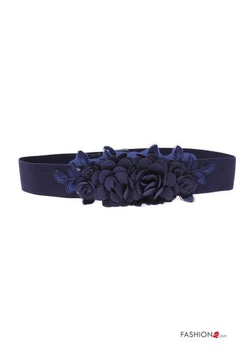  Cinturón Estampado Floral  azul de Prusia