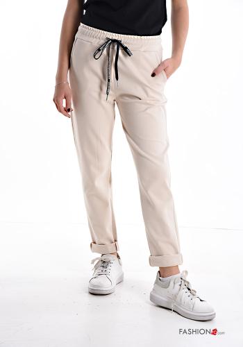  Pantalone sportivo con elastico con tasche con coulisse  Beige