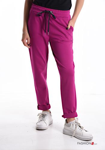  Pantalon de jogging avec coulisse avec poches avec élastique  Rouge-violet