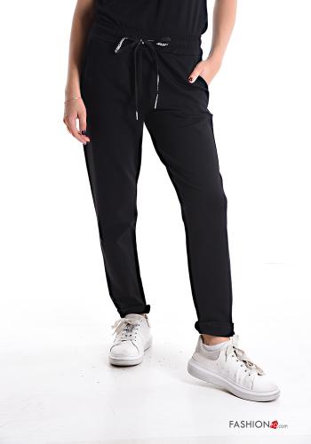  Pantalone sportivo con elastico con tasche con coulisse  Nero