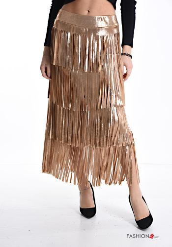  Longuette Skirt with fringe with elastic Gold