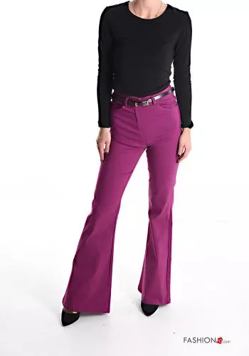  flared Trousers with belt with pockets