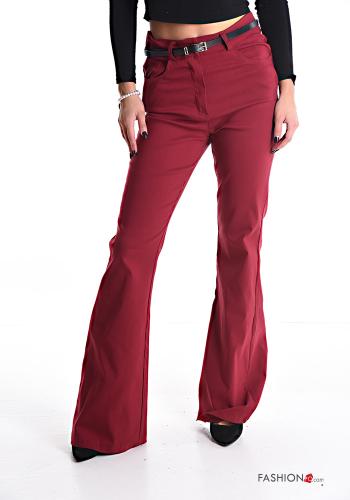  flared Trousers with belt with pockets Bordeaux