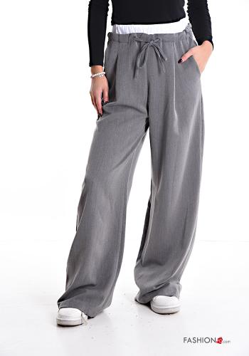  wide leg Trousers with drawstring with elastic with pockets