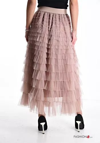  tulle Longuette Skirt with flounces with elastic