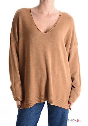  Sweater with v-neck Camel