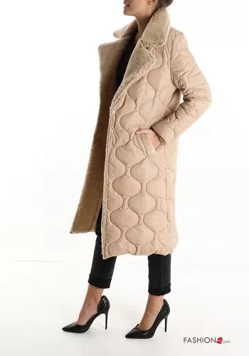  Puffer Jacket with buttons with faux fur with pockets
