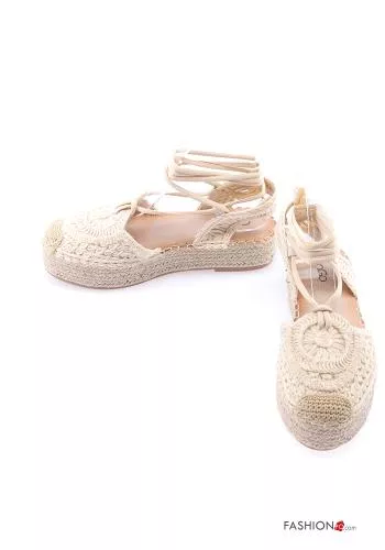  Embroidered Espadrilles Ankle strap