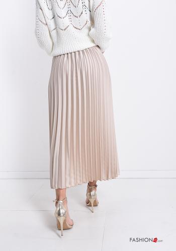  pleated Longuette satin Skirt with bow