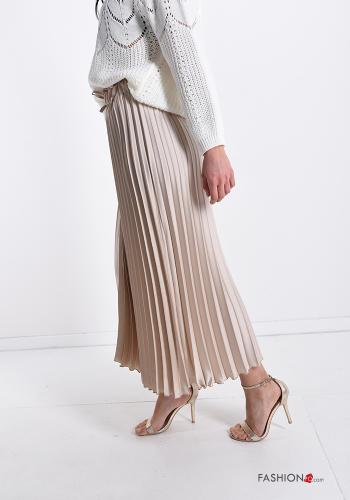  pleated Longuette satin Skirt with bow