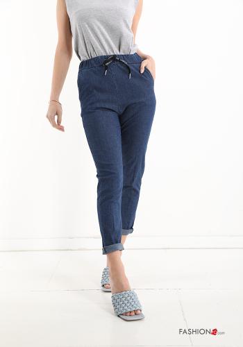  Jeans en Coton avec poches avec noeud  Bleu denim