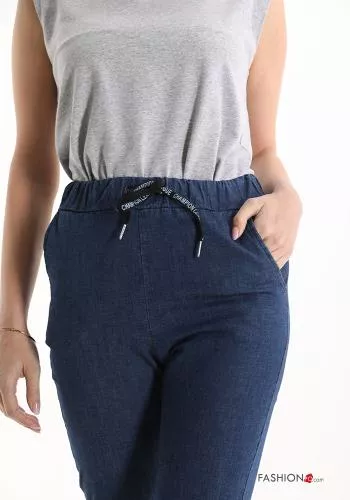  Jeans in Cotone con tasche con fiocco 