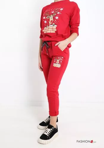  Christmas Cotton Sports suit with pockets with bow