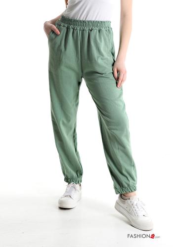  Pantalone sportivo in Cotone con tasche con elastico 