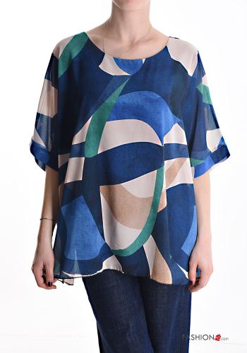  Abstract print Blouse 3/4 sleeve Midnight blue