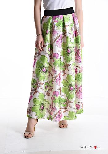  Floral Longuette Skirt with elastic