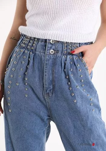  Jeans en Coton avec des boutons avec des clous avec poches 