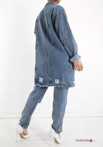  denim Cotton Jacket with buttons with pockets