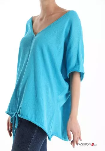  Cotton T-shirt with buttons with v-neck