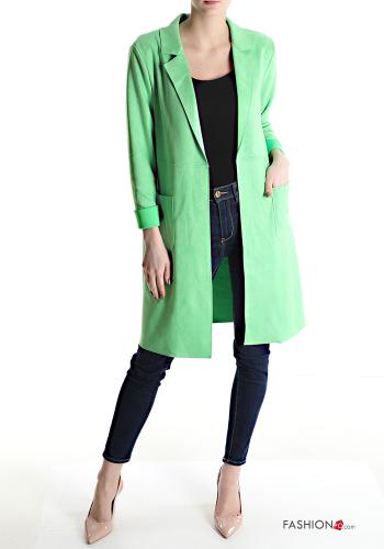  Spolverino camoscio con tasche  Verde chiaro