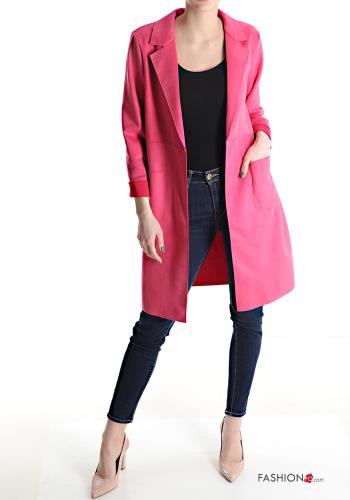  Spolverino camoscio con tasche  Fucsia