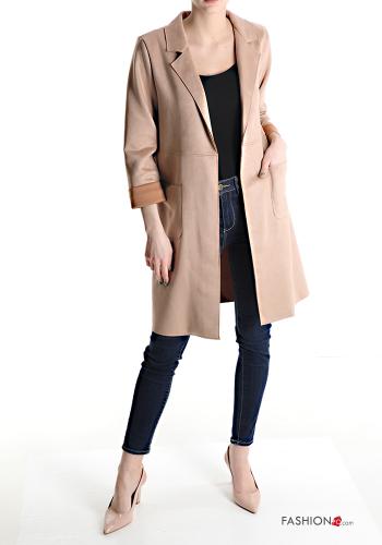  Spolverino camoscio con tasche  Beige