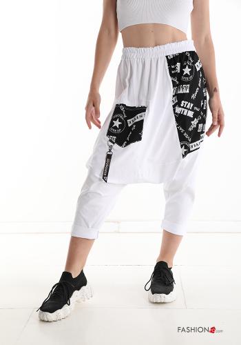  Lettering print Cotton Joggers with pockets with zip