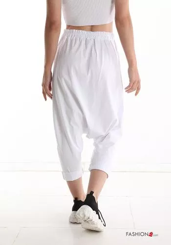  Aufschriftes Muster Jogginghose aus Baumwolle mit Taschen mit Reißverschluss