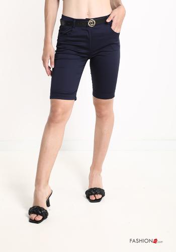  Cotton Bermuda with belt with pockets Midnight blue